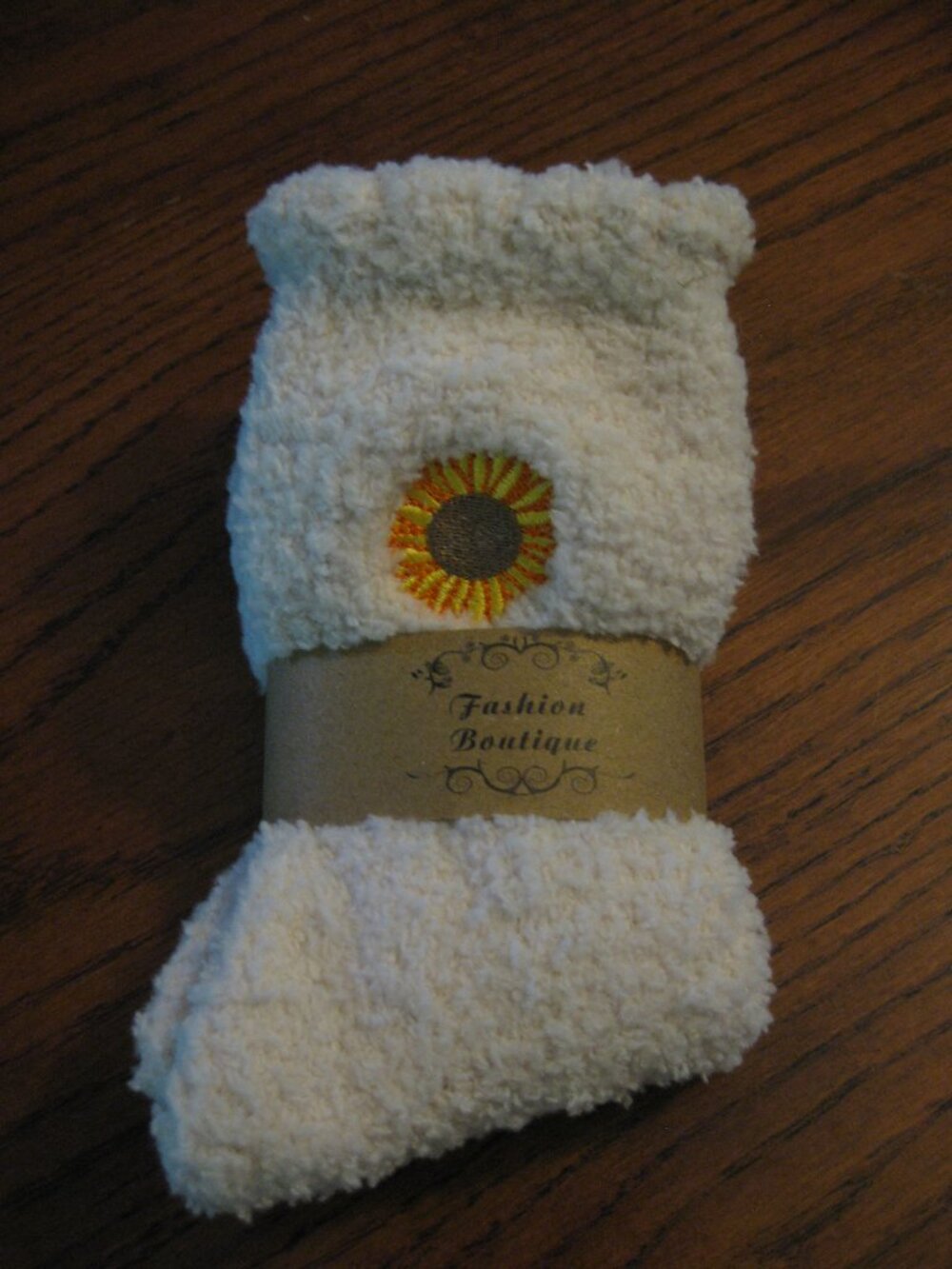 Brand New Warm & Fuzzy Women's Socks with Flower Applique